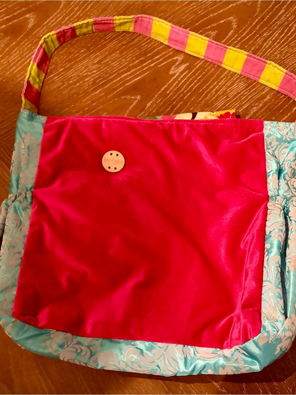 Vibrant Pink and Aqua Patchwork Shoulder Bag